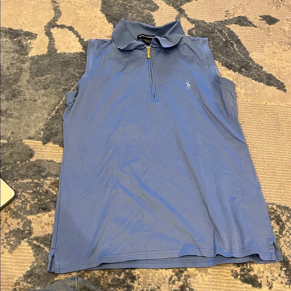 Ralph Lauren Golf Light Blue Polo with Gold Zip